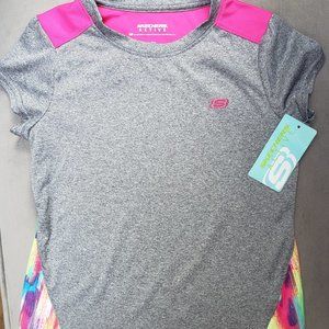 NWT Skechers Active Girls Shirt  Size 10/12  Gray/Multi